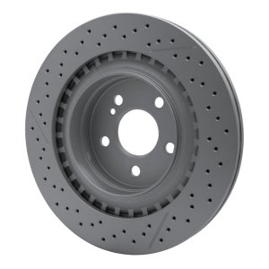 Mercedes-Benz C63 AMG Brake Rotor (1) - Rear - R1 Concepts - Drilled & Slotted GeoSPEC Coated - `08-`15